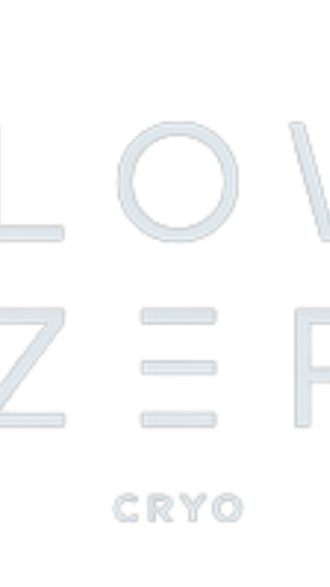 Text 'BELOW ZERO CRYO' on a white background